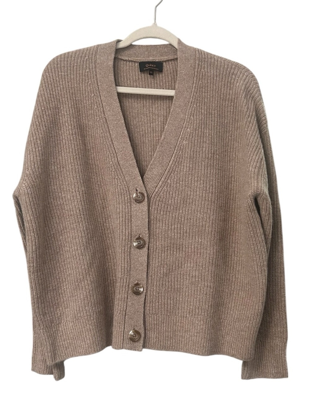 Quince Cashmere Fisherman Boxy Cropped Cardigan Sweater Oversized XS Button Fron - Picture 5 of 13